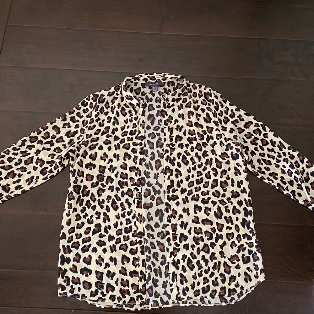 Primark Leopard Print Silky Button Up Shirt